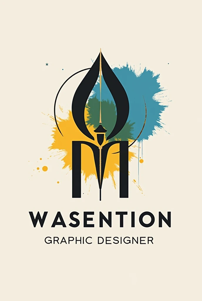 "Create a bold and eye-catching logo for a graphic designer that combines elements of modernity, minimalism, elegance and creativity. The central design should feature a stylized icon, such as a pencil or a color palette, using simplified geometric shapes and thin lines, symbolizing the designer's precision and focus. The typography should be a fusion of a modern sans-serif font and a classic serif, to balance simplicity with sophistication, highlighting the designer's initials in an imposing and professional way.

Incorporate a creative emblem or symbol that represents the versatility of the designer's work, using abstract shapes that can be interpreted in different ways, depending on the viewer's perspective. The color palette should include monochromatic tones, like black and white, with a vibrant pop of a bold color, like yellow or electric blue, to create contrast and draw attention. Add gold or silver details to convey elegance and authority, creating a design that is adaptable but maintains its bold and unique essence, reflecting the designer's creativity and confidence in every detail."