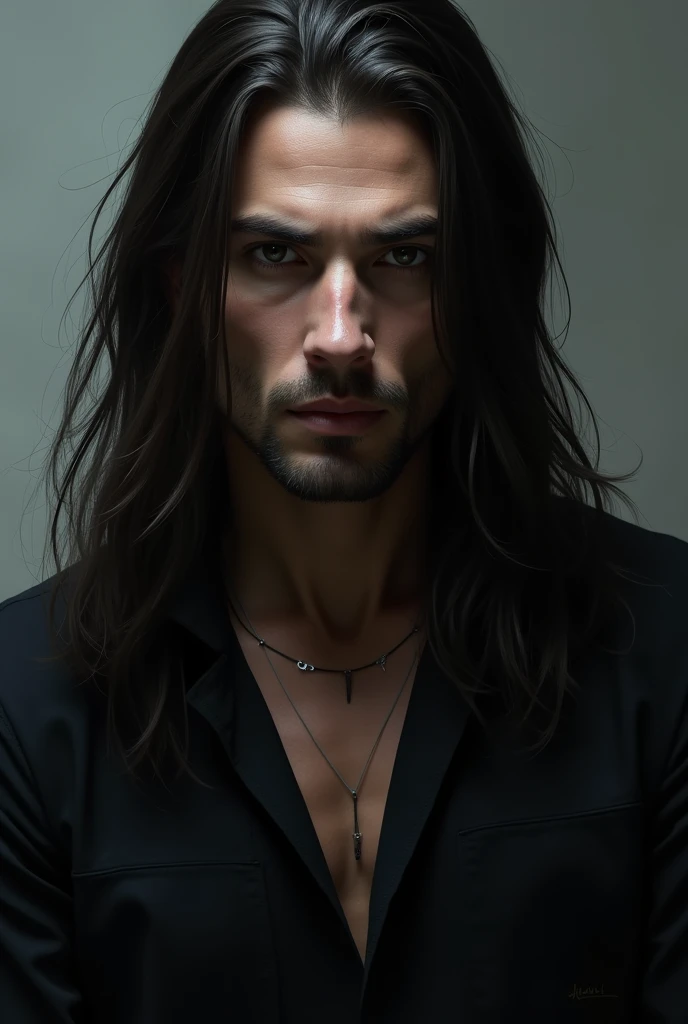 Man with long straight hair