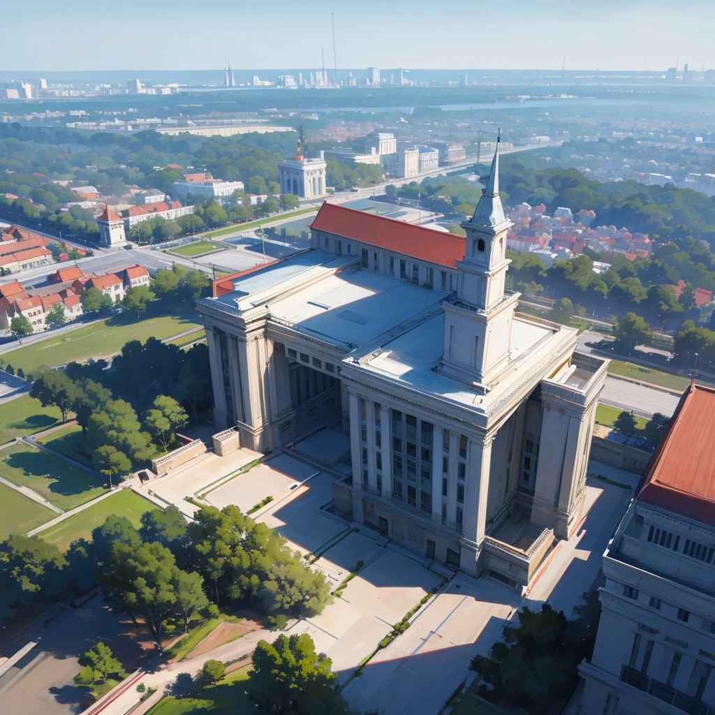 A modern day outside view presidential palace. Hyperrealistic.