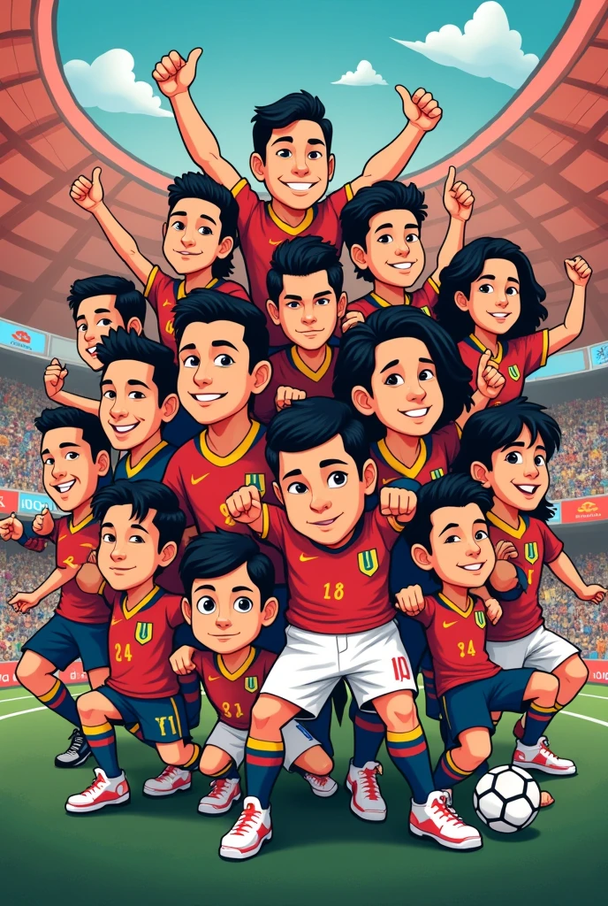 Illustrative cartoon of the Colo Colo social and sports club with its idols and emblems to be framed