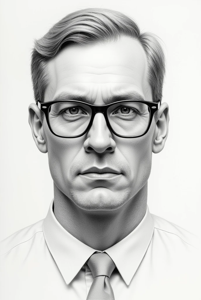 Pencil drawing of a man with glasses on a face
