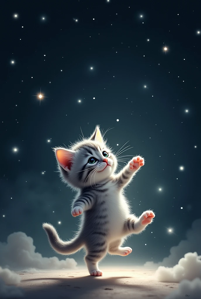 A gray and white kitten dancing Opaganastar