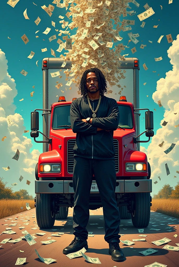 Trap cover for an artist with the title BaironeX And let it rain money from a truckload of securities