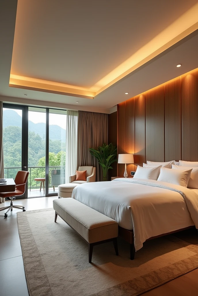 My dream master bedroom is that it has a lot of space between things, a very comfortable bed with very well made materials and where it has its own bathroom and a TV and space for work with an air conditioner.