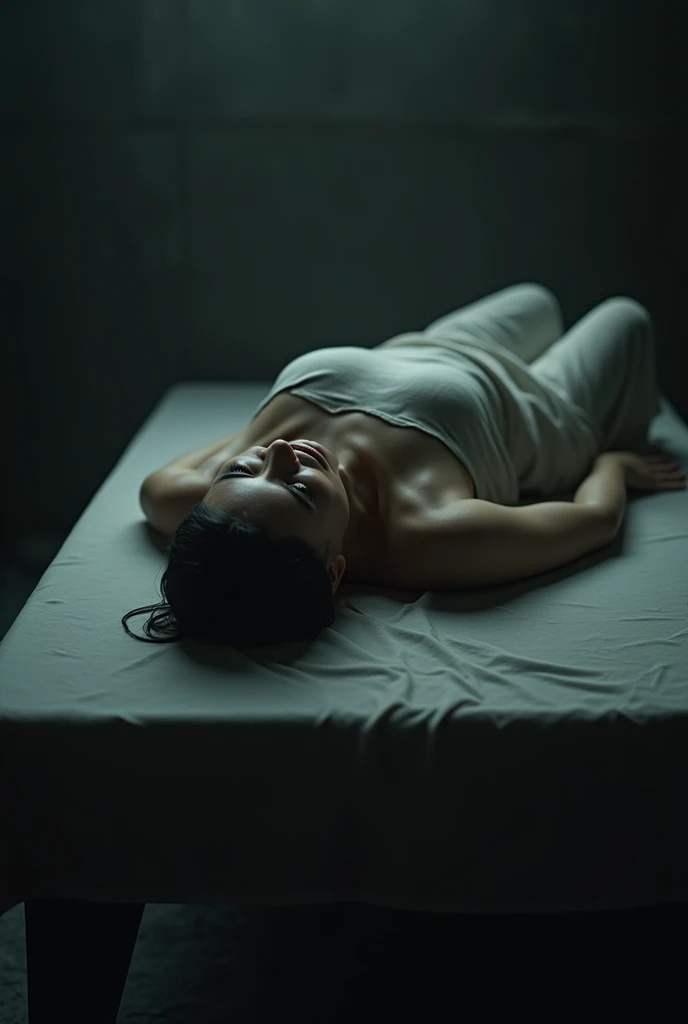 person lying face up on table in perspective