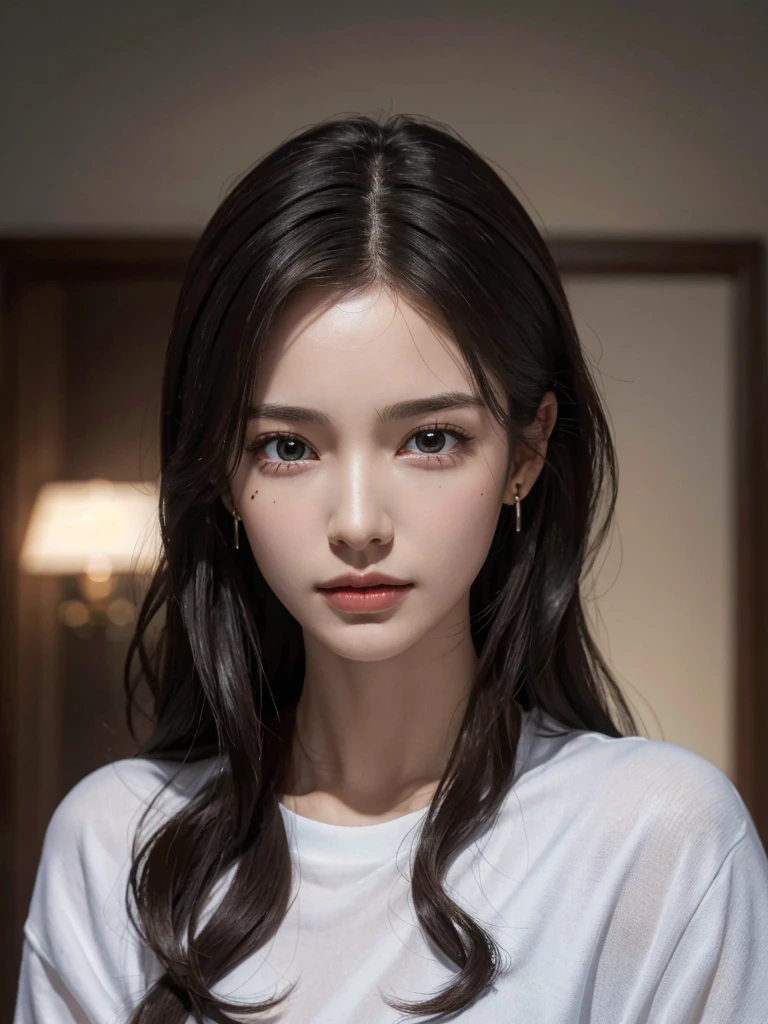 absurdres, RAW photo, extremely delicate and beautiful, masterpiece, Best Quality, ultra high resolution, 32k, hyperrealistic, realistic, photorealistic, photo-realistic, ultra-detailed, Very detailed CG 8k wallpaper, detailed background, landscape, Beautiful Lighting, Perfect Lightning, Realistic Shadows, perfect anatomy, anatomically correct, ideal ratio body proportions, perfect figure, Perfect Style, Perfect balance, super Detailed skin, in her 30s, very Slim body, narrow waist, very small head, very small face, delicate facial features, handsome detailed woman, very detailed eyes and face, realistic face proportions, Realistic beautiful face, Realistic beautiful eyes, tearful mole, earring, very huge round tits, medium hair, asymmetrical hair, wavy hair, tracksuit,