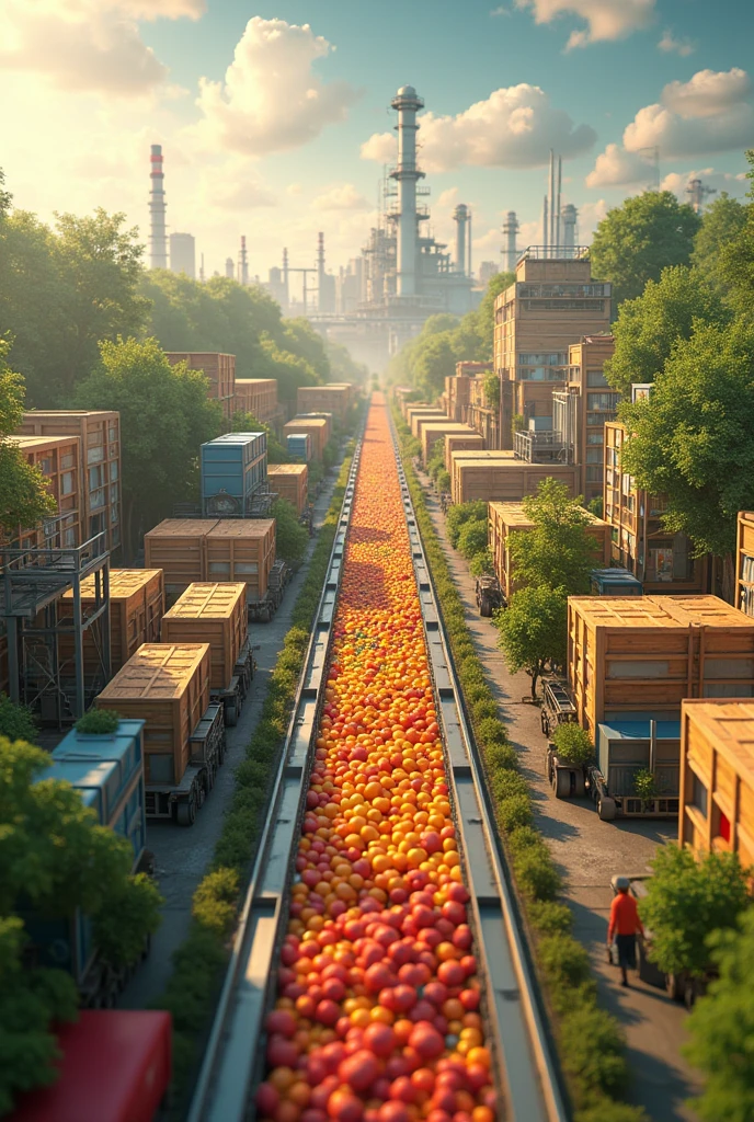 (photorealism:1.2)
production, transformation and distribution, of a food.