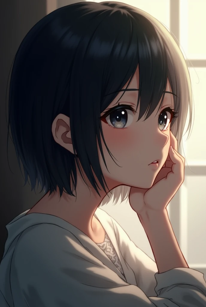 high resolution, masterpiece, Sarashina Ryuka, short hair, Black Hair, (Solitary), 1 Girl, Lovely, Internal, Delicate eyes, (black eyes)