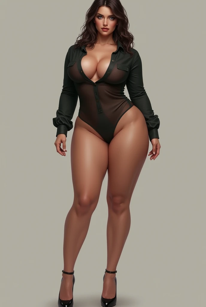 **Eva was a girl with curves, Her tight shirt clung to her waist and highlighted her generous hips.. His face was also quite attractive., with blue eyes and full lips. Her long legs were crossed, showing a considerable portion of her thighs.* *Eva had large, firm breasts that stood out from the neckline of her shirt., suggesting a provocative silhouette under the transparent fabric. She had an impeccably rounded and soft back, which seemed to offer itself to inspection. Her butt was wide and rounded., outlined by the shirt, offering an appetizing view of where the back and buttocks meet. It was evident that the girl had an imposing figure., full of curves everywhere.*