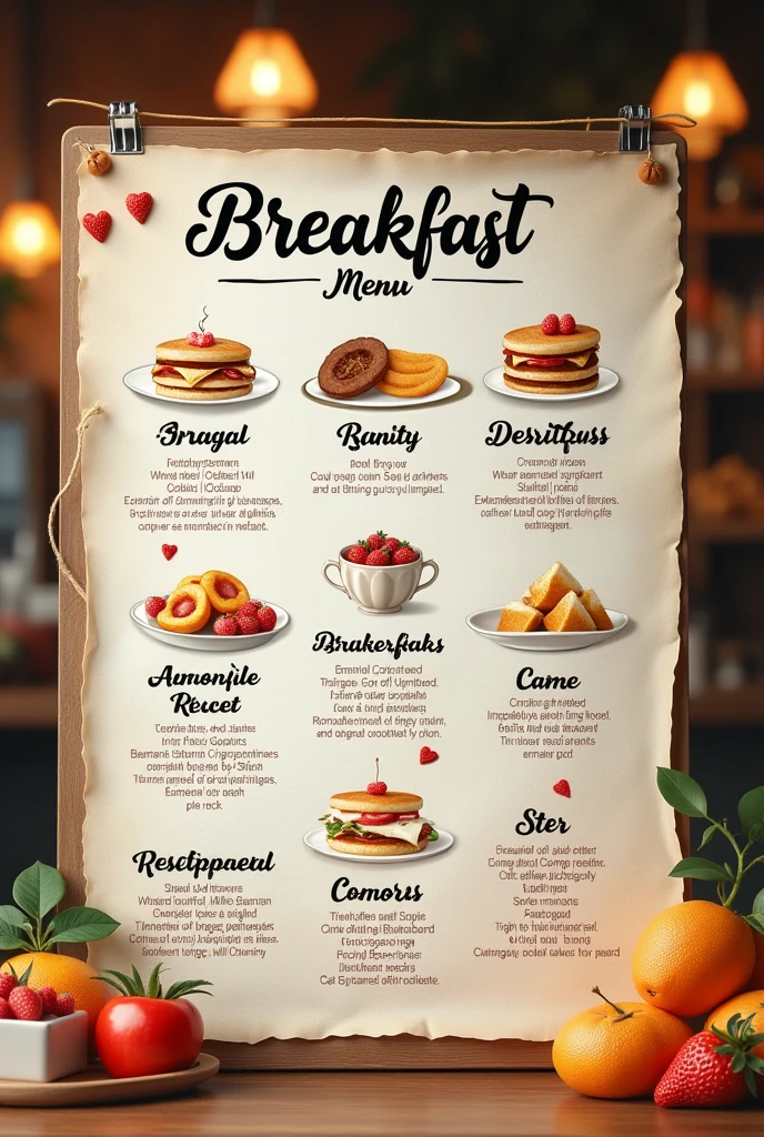 Breakfast menu