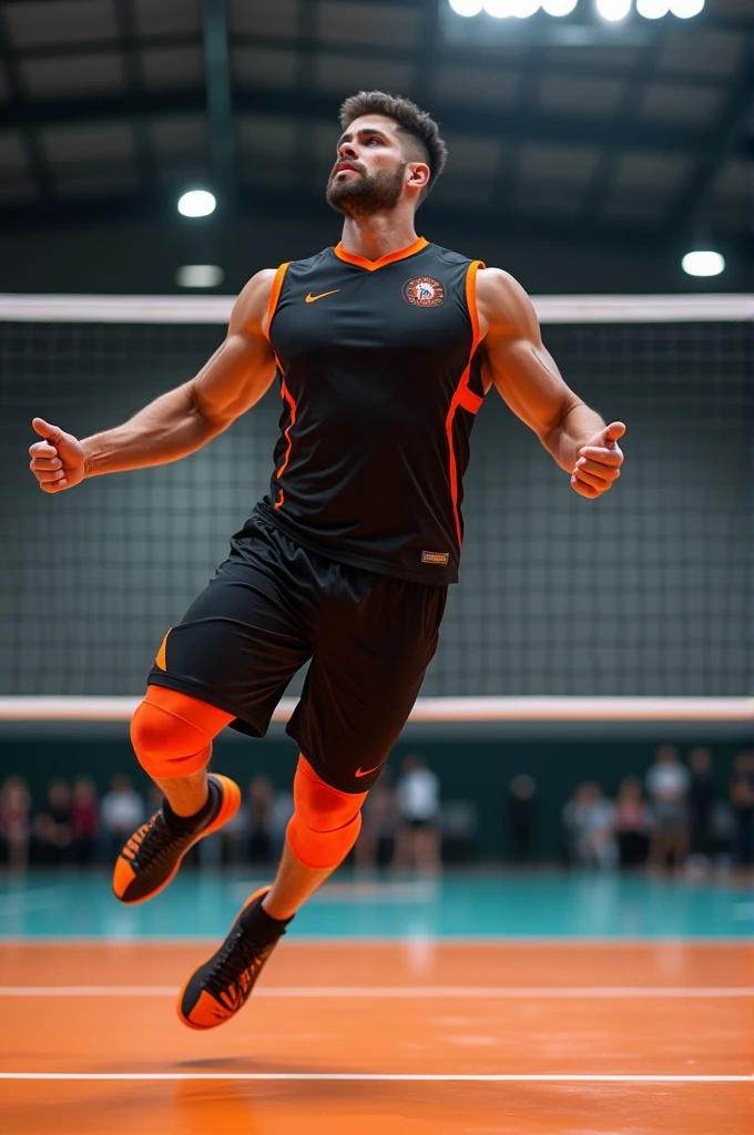 Black volleyball shirt with orange details