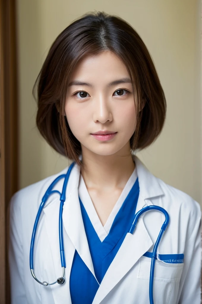 ((Highest quality)), ((masterpiece)), (detailed),Perfect Face,Japanese,Female doctor,White