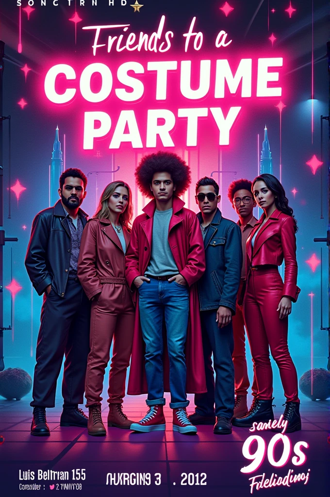 90s inspired poster that I invited my friends to a costume party on August 31, 2024, at Luis Beltran 1505, Ñuñoa.