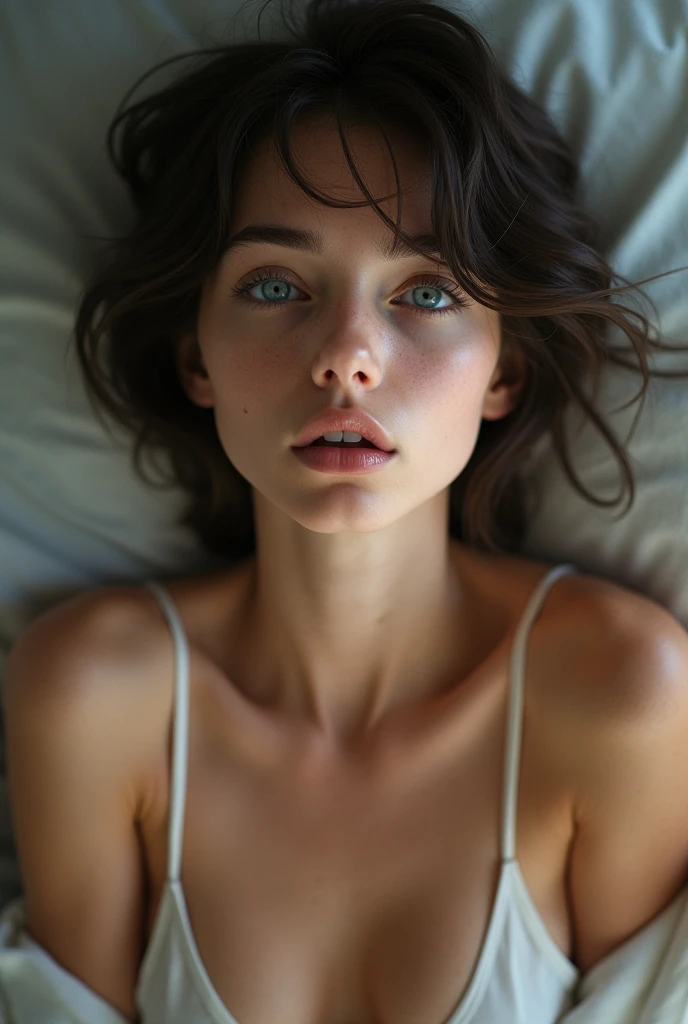 1 girl, breasts, short hair, open mouth, blue eyes, naked