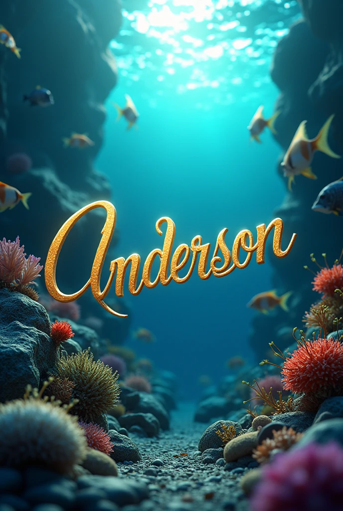 Image with the name anderson zahir in cursive letters with aquaman background 3D art