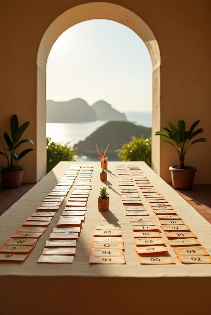A raffle table with 200 numbers, with the title: breakfast raffle at copacabana fort in beige

