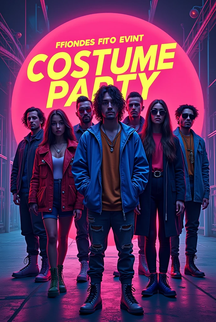 90s inspired poster that I invited my friends to a costume party on August 31, 2024, at Luis Beltran 1505, Ñuñoa. 