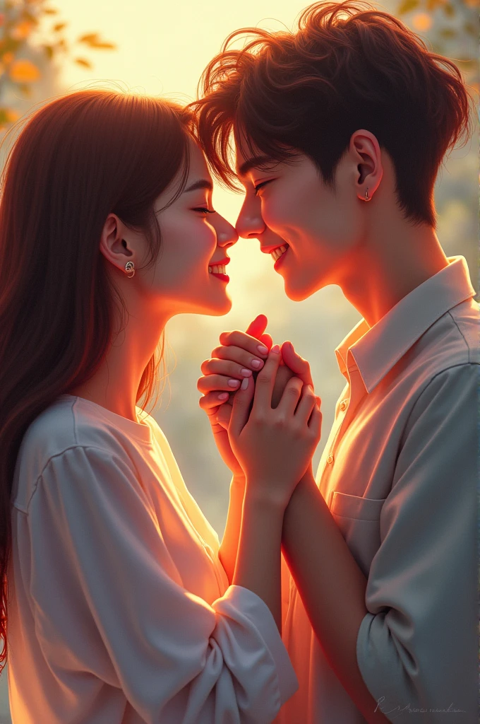 Hongjoong from ateez smiling holding hands like a go