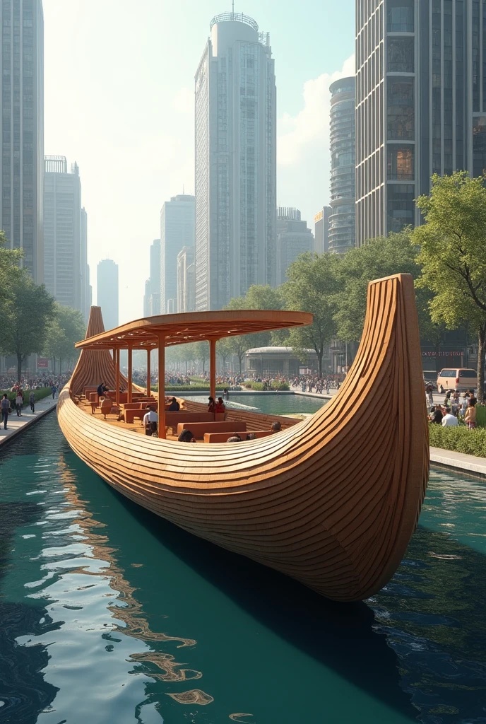 a 3d of a bus terminal that resembles a canoe in its design