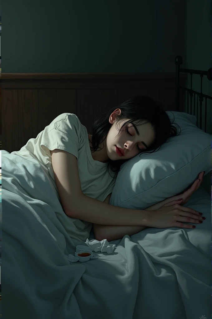 the woman fell asleep in a sad state