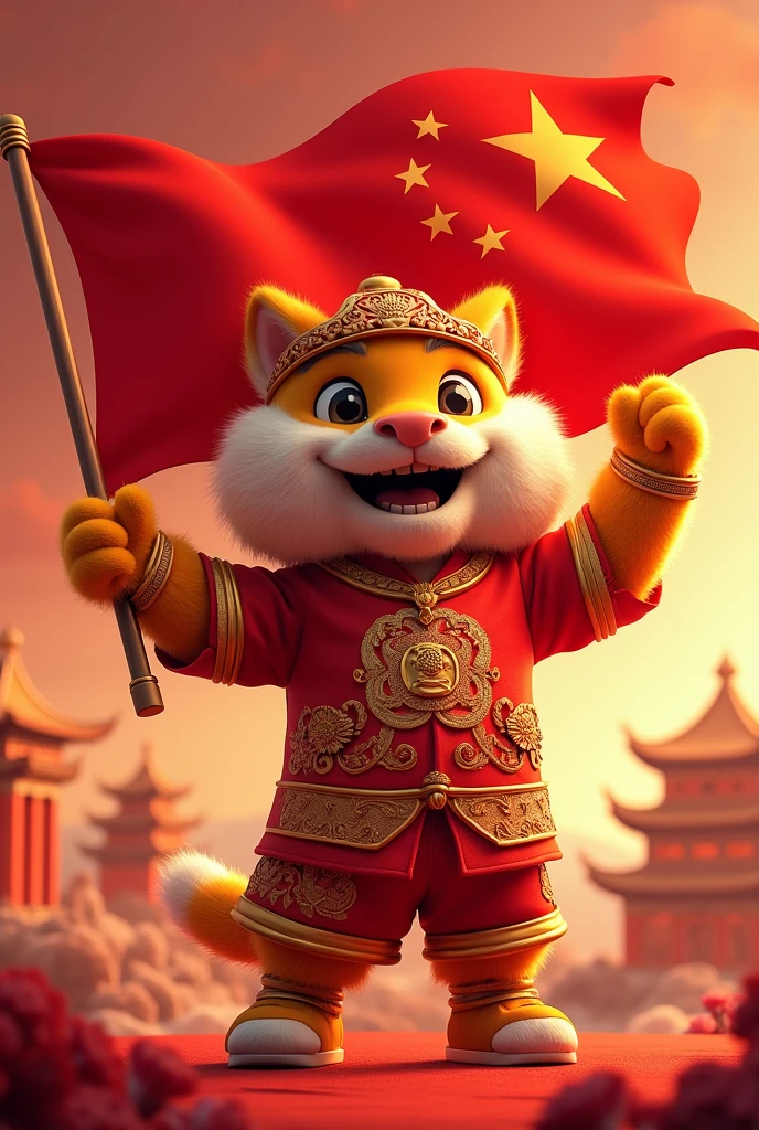 china mascot with flag