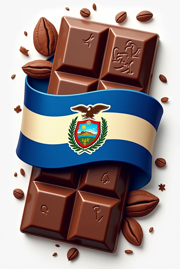 A logo of a chocolate with the flag of El Salvador