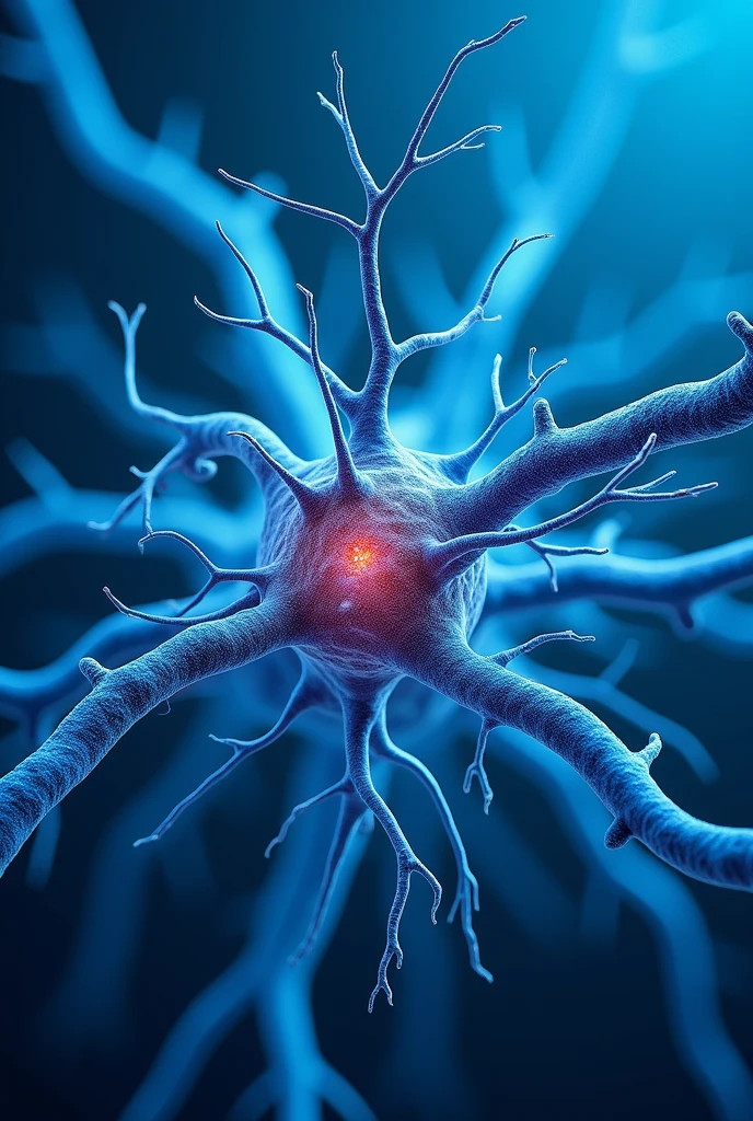 Realistic photo of nervous system blue background