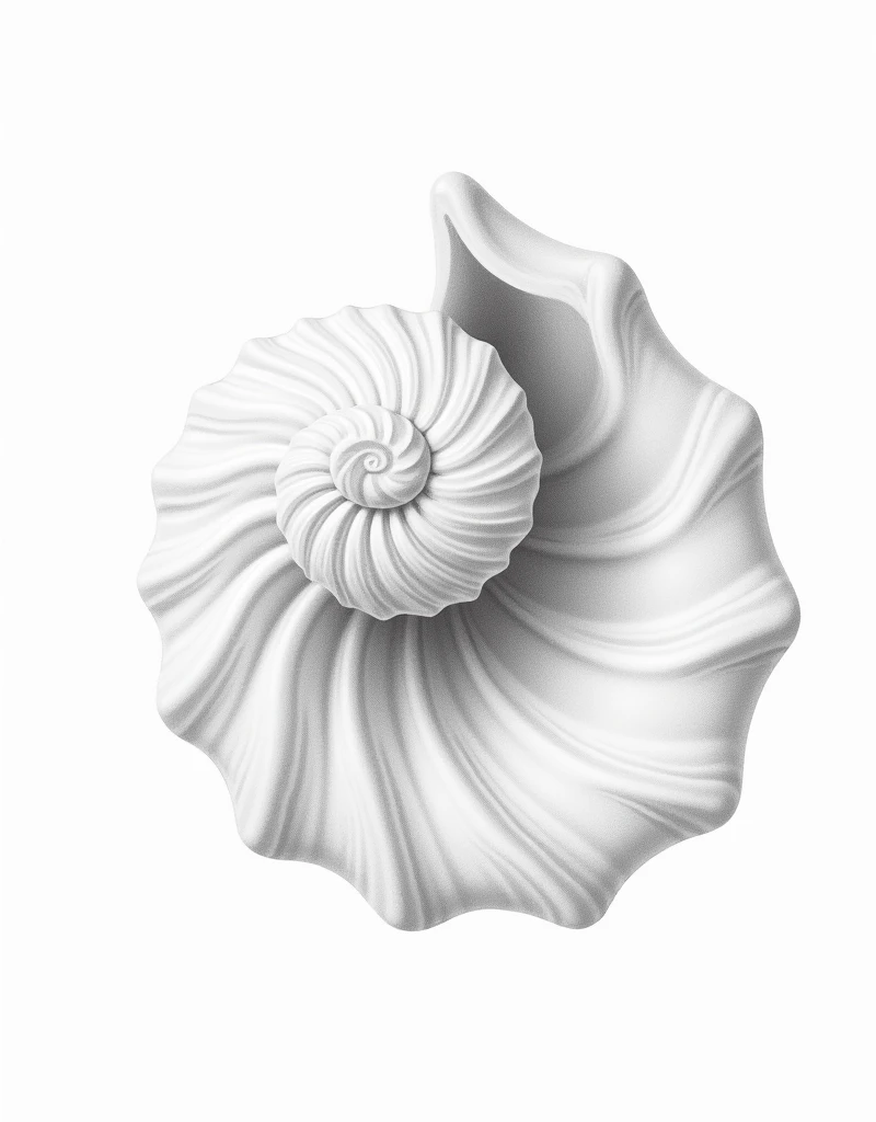 Seashell draw in a white background