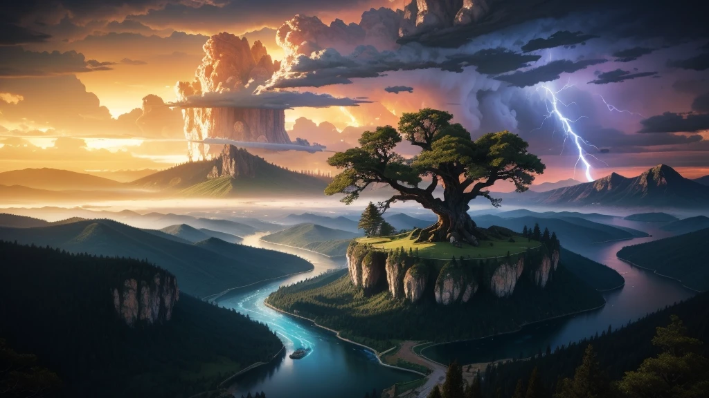 Árvore heavenly, big tree, paisaje, panorama, Heaven heaven, naturals, Cedar, Cedars do Líbano, forst, Rivers of water, Luz do thunder, Detailed Realistic FullHD Photorealism, majestic, appealing, fire, villany, thunder, Sky thunder, Mountain, mountainscape, Rivers of water, Path to Heaven, Celestial Path, mascle, portra, photorrealistic 6K, Detailed UltraHD, detailed colors 8k, Elegant beauty, floor, stele, lightning strikes, heavens, céu GODlike, tempest, Towards the heavens, heavenly, GODlike, photorrealistic, Rendering, 4K, 8k, detailed textures, detailed shadows, padoru, detailed colors, GOD'it's heaven, UltraHD 16K Details, Texturas photorrealistics de 16K, detailed sharpness 16K, detailed sharpness, detailed colors, realistic shadows, ultra realistic textures, High power, Natural Beauties, natural colors, realistic contrast, Texturas photorrealistics, detailed colors, lifelike colors, detailed shadows, Textuta photorrealistic FullHD, Sombras photorrealistics 8k, HD photorrealistic, Detalhes ultra-realistas de 8k, Cor photorrealistic 4K, FullHD Detailed Lights, Texturas Detalhadas photorrealistics 8k, Nitidez photorrealistic, villany, 4k detailed, ultra detaild, realistic contrast de 8k, detailed sharpness, cores Ultra HD, Man's Path, Man on the Path, Man Walking on Path, posh,