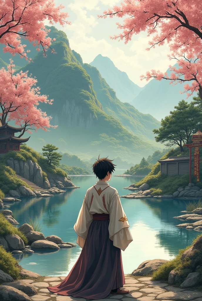 Create an image based on the work of manwa solo leveling, with a traditional Japanese style