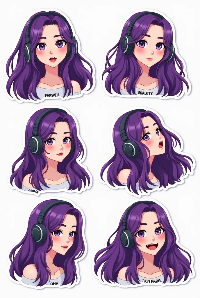 image for sticker of a girl with long purple hair with headphones playing image for sticker of a girl with long purple hair with headphones saying goodbye image for sticker of a girl with long purple hair with headphones that says beautiful