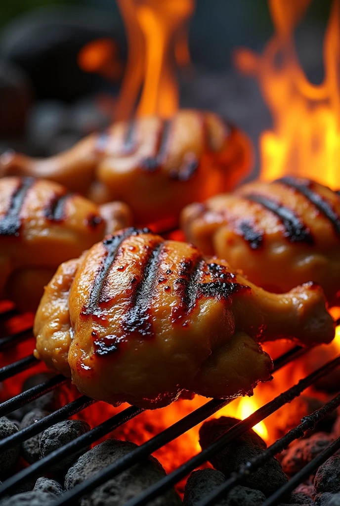 poultry meat on the fire