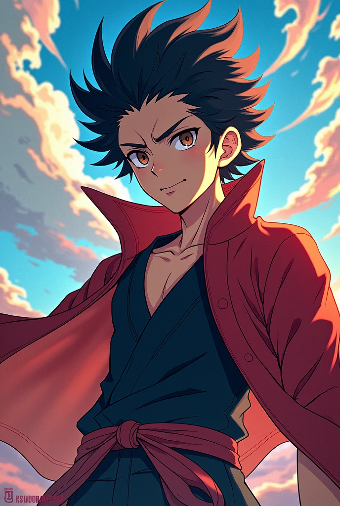 Create a 2D anime style image of Genya from Kimetsu no Yaiba
