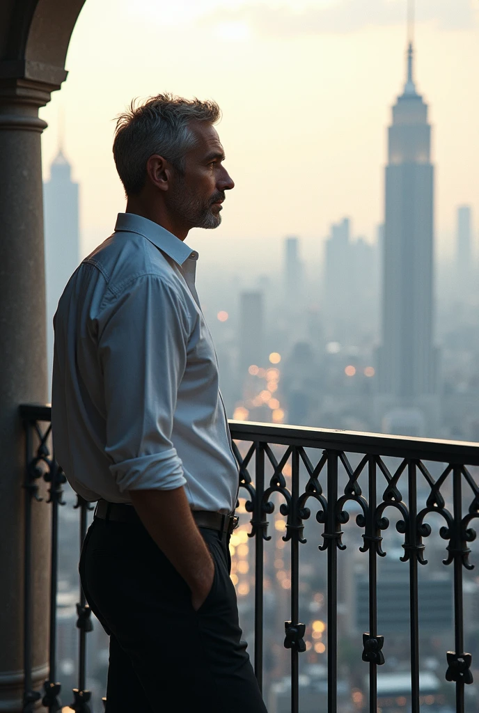man talking to a balcony