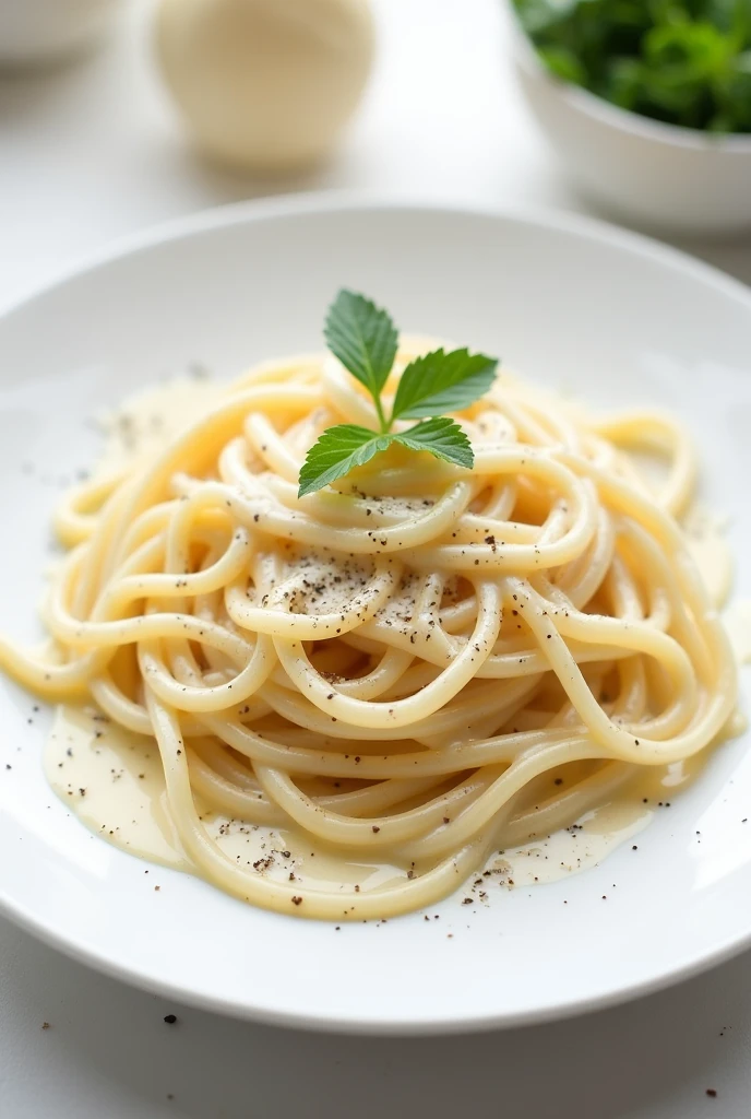 Pasta with white sauce.