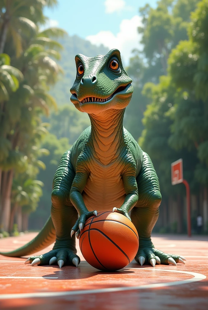 Dinosaur with a basketball