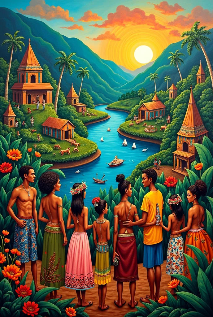 Create a neif style painting with the cultures of Pará