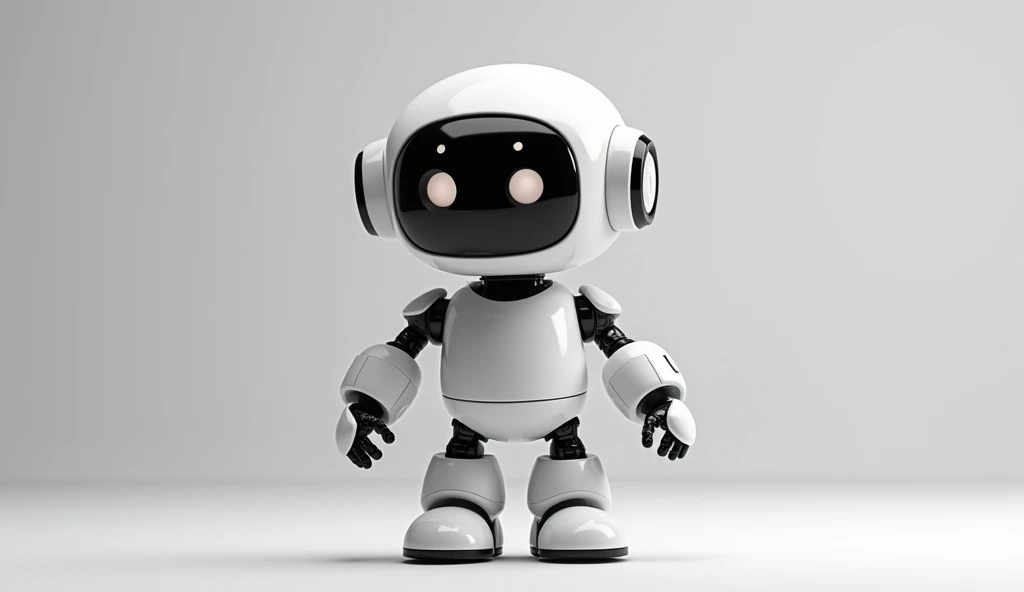 simple background,fundo de quarto ,cute robot,(looking ahead at viewer),[suprised:glad:2.6],impossible pose,black and white tones, opaque,extremely detaild,voxels.