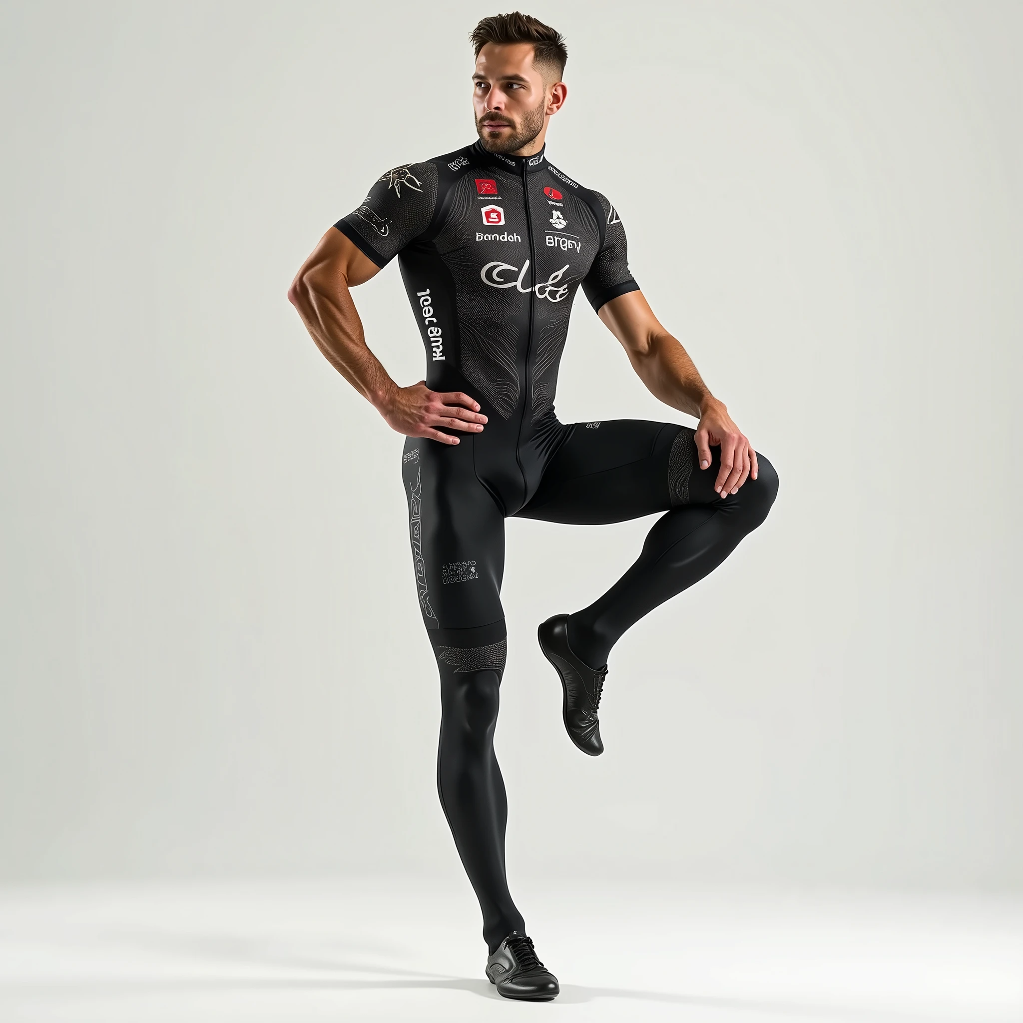 1 male,cyclist,Bodysuits,Are standing,leg sleeve