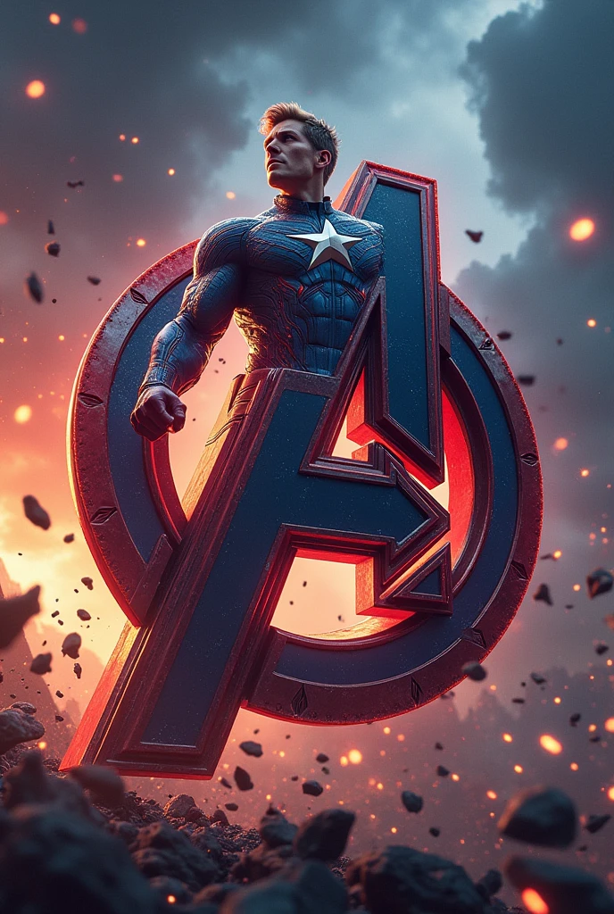 Create me an image that has the letter D in the shape of Avengers 