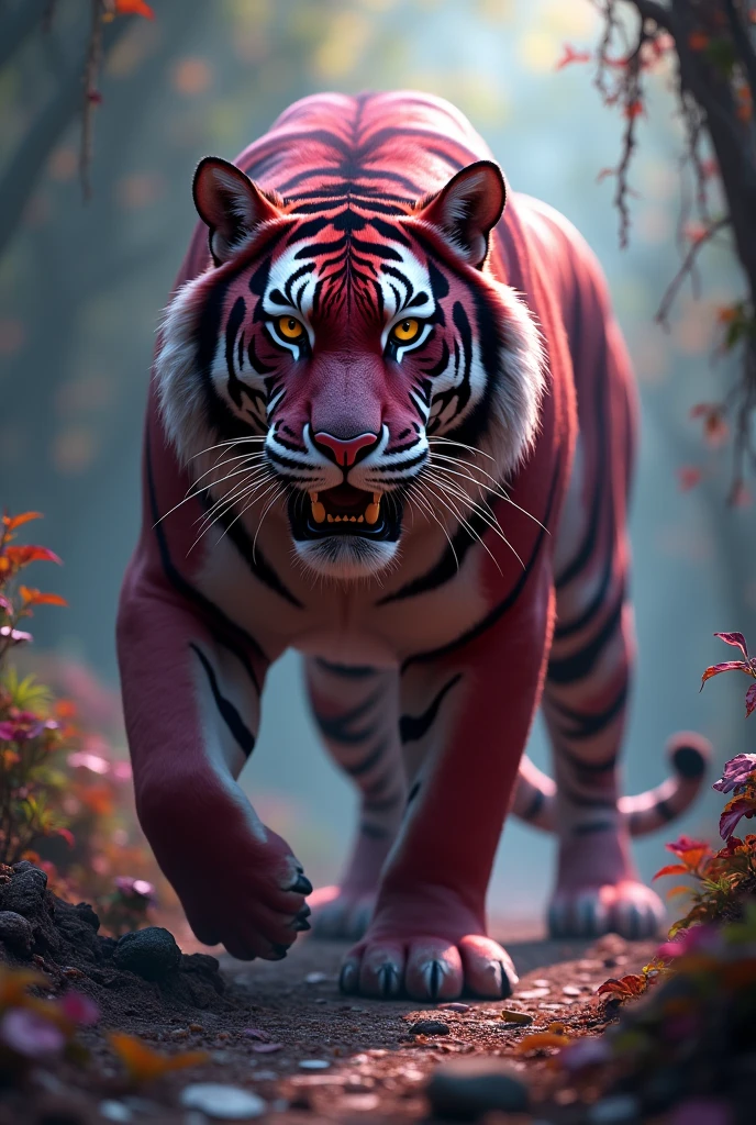 full body tiger with wine colored skin