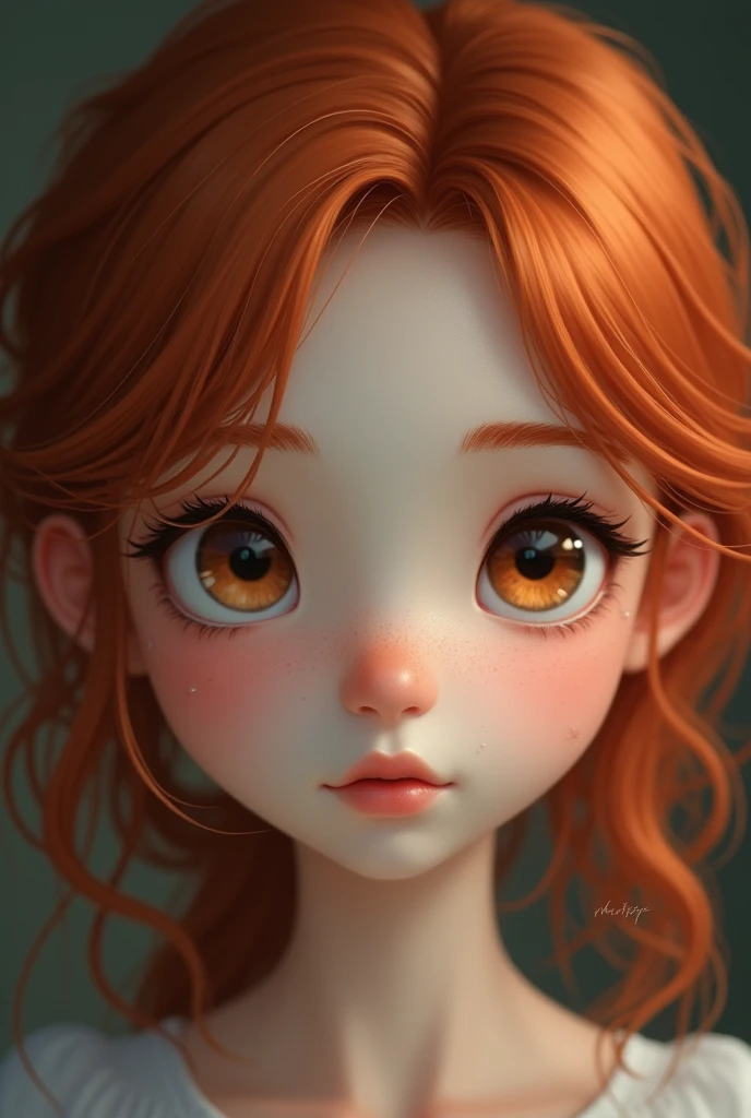 Girl, bambi eyes girl, realistic girl, photorealistic, red-haired girl, 16 years, kawaii rusian, realistic, oval face, adolescent girl realistic