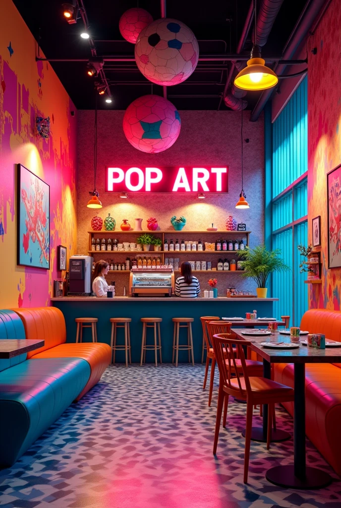 pop art style cafe