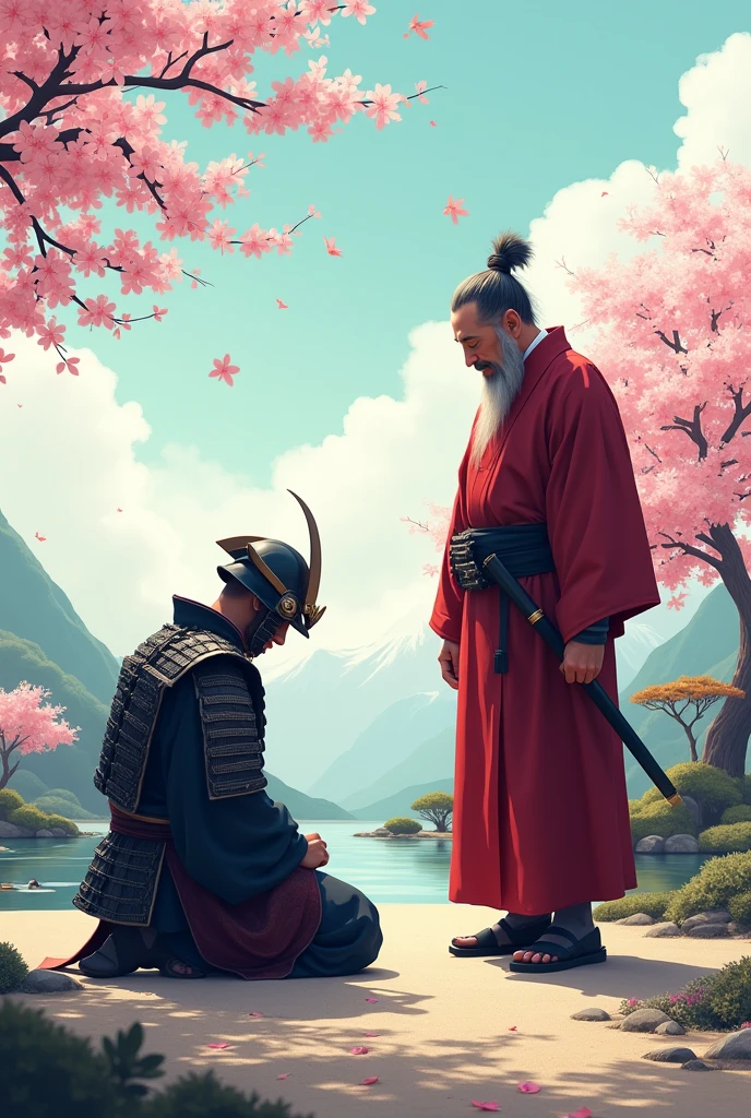 Image for tik tok samurai on his knees before his master sensei