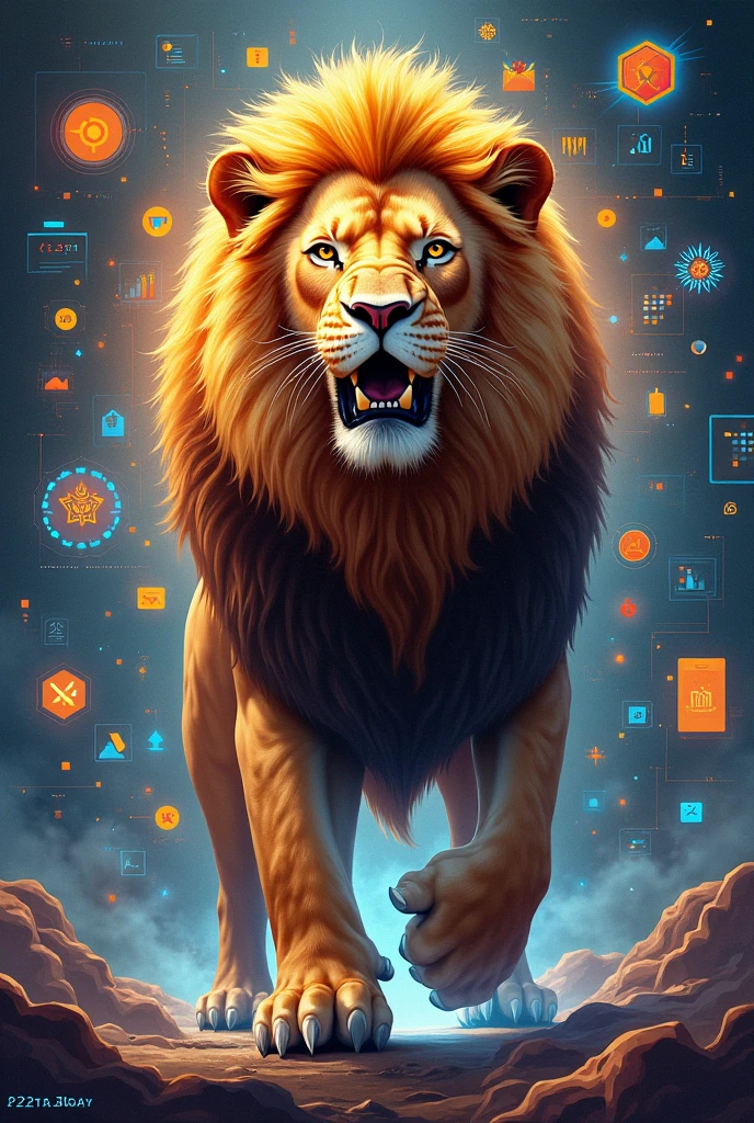 Create an image of a lion and related to b2c