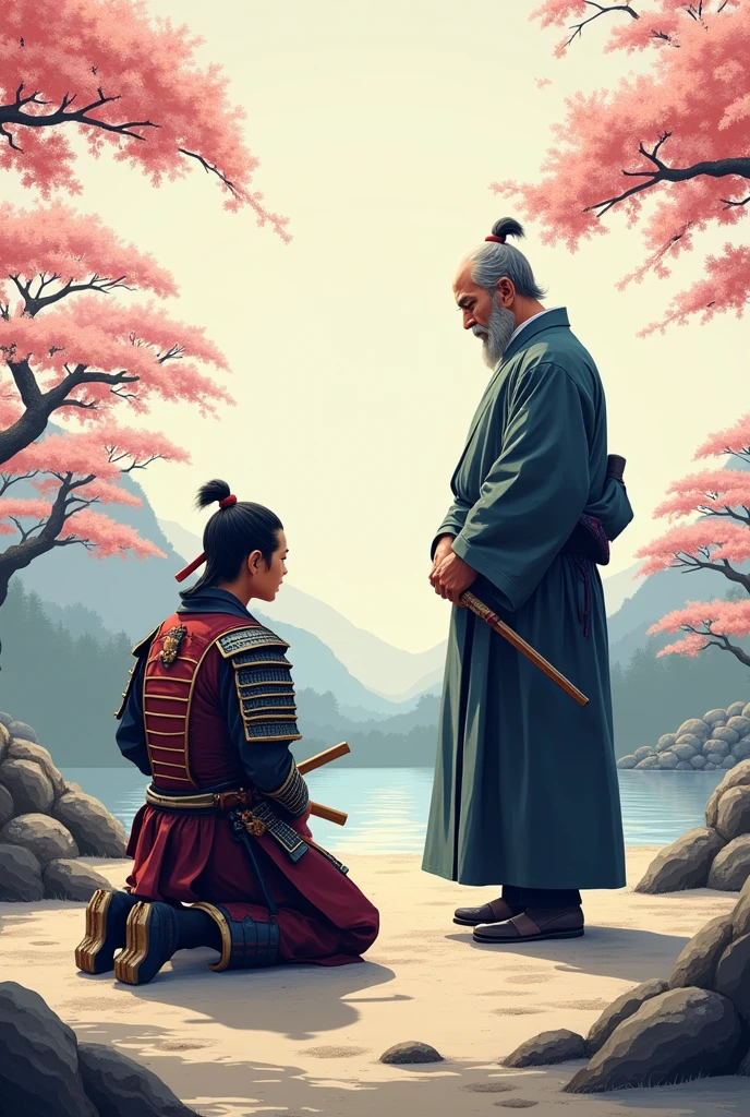 Image for tik tok samurai on his knees before his master sensei