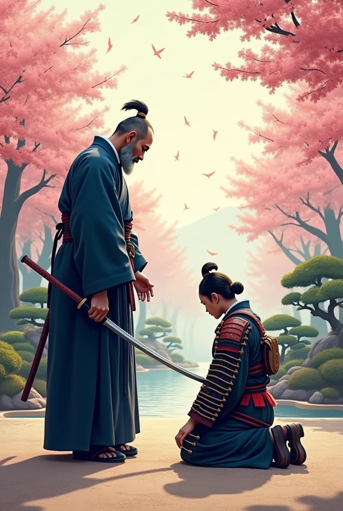 Image for tik tok samurai on his knees before his master sensei