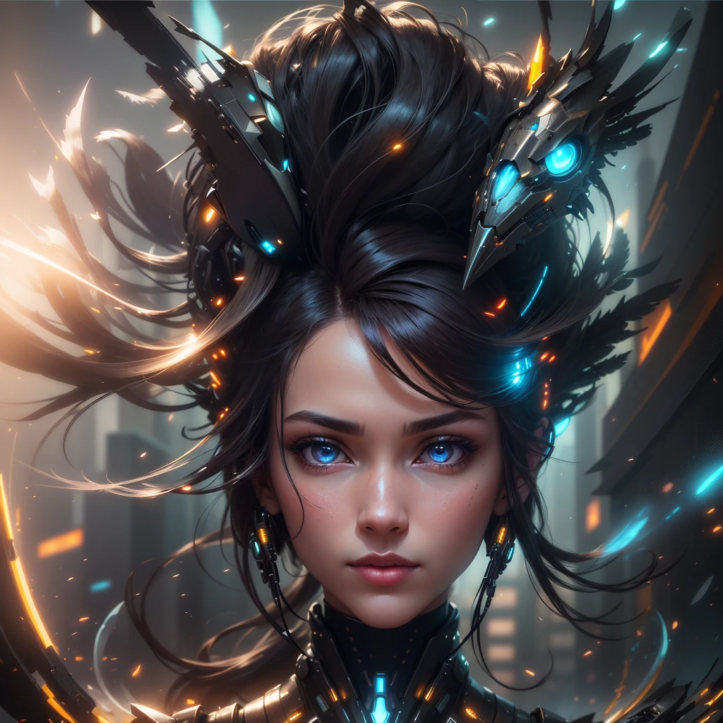unreal engine:1.4,uhd,Best quality:1.4, fotorrealist:1.4, skin texture:1.4, masterpiece:1.8,Mechanical girl of the future,Shiny metal,Brilliant robotic movements,unearthly,futuristic technologies,Advanced Artificial Intelligence,The cityscape is illuminated by neon lights,Metal Exoskeleton,very detailed facial features,bright led eyes,Carefully crafted artificial leather,Extravagant Futuristic Fashion,hovering above the ground,Urban Landscape Research,futuristic technologies,Exquisite Craftsmanship,Metal limbs with intricate designs,Seamless integration of people and machines,surrealist,Otherworldly atmosphere,Utopian cityscape in the background,Advanced weapons are integrated into its hull..,radiating a soft and bright glow,Expressive and captivating look,Superhuman strength and agility,Adopt a position of confidence and strength,High resolution portrait with vibrant colors and intricate details.,Awesome,stunning artwork. (Best quality,4K,8 K,High resolutions,masterpiece:1.2),Ultra detailed,(realist,fotorrealist,fotorrealist:1.37),HDR,uhd,studio lighting,Ultra-thin paint,Sharp Focus,Physically based representation,very detailed description,professional,bright colors,hips,portraits,Conceptual artists