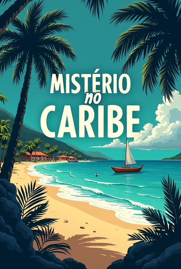 Reread the Book Cover "Mystery in the Caribbean" of you Christie, with lines and details from the book, with the title in Portuguese and without background, a very holiday atmosphere indeed, very caribbean. remember to put the author's name