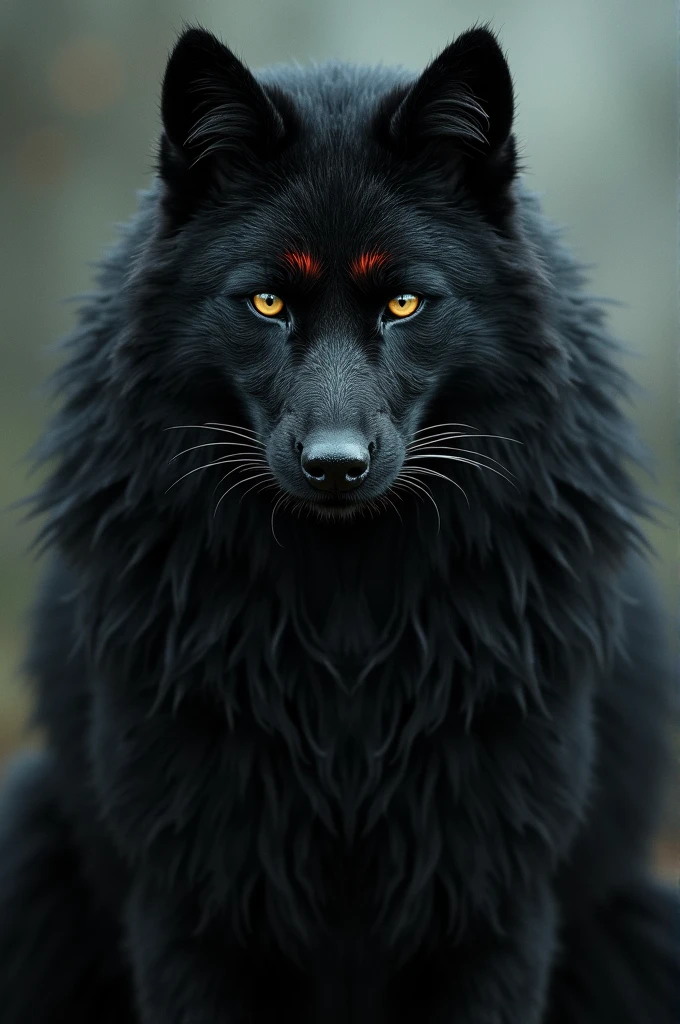 king, long black fur, thin a girl , that is seen with burn scars